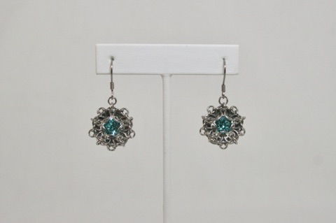 Light Turquoise Entrapment Earrings in Stainless Steel